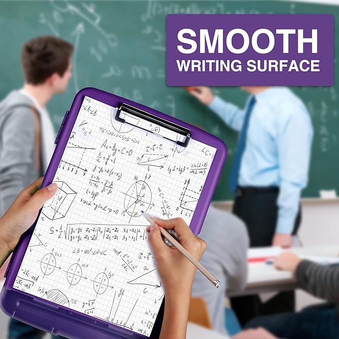 Sooez Clipboard with Storage, High Capacity Nursing Clipboards with Pen Holder, Heavy Duty Plastic Storage Clipboard with Low Profile Clip, Clipboard Folder Side-Opening, Smooth Writing for Office