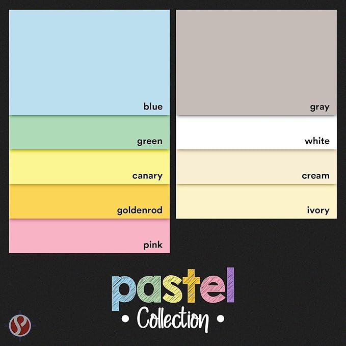 Assorted Pastel Colored Paper – Assortment of 9 Colors for Arts and Crafts, Invitations, Flyers, Posters | Regular 20lb Bond (75gsm) | 8.5" x 5.5" | 25 Each Color (225 Sheets Total)