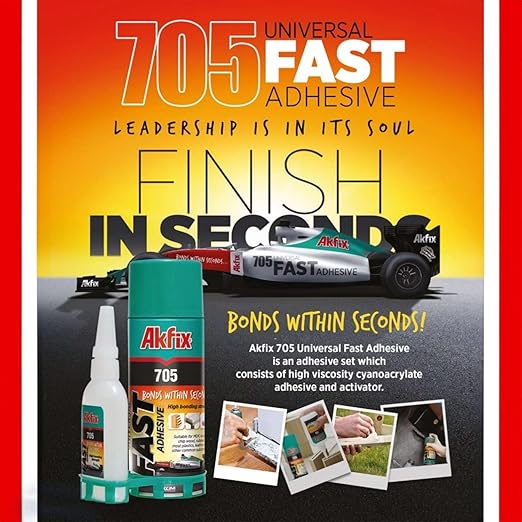 Akfix - GA055 705 Fast Adhesive CA Glue (0.7 oz.) with Activator (3.38 fl oz.) [Clear Super Glue Adhesive and Accelerator Spray]