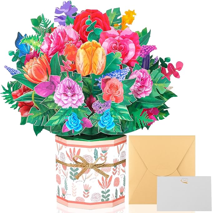 Get Well Soon Card for Friends, Popup Greeting Cards Thinking of you Gift Care Gift Card for Women Thanksgiving, Thank You, Bday Gift, All Occasions Card 8.5" x 8"