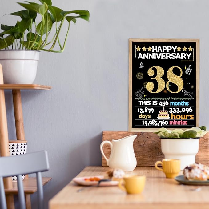 Joycard 38th Anniversary Card for Women Men, Gold Wedding Card for Wife Husband, Sweet Marriage Decorations Gifts for Couple, Perfect for Her Him on Anniversary Day, Back in 1987