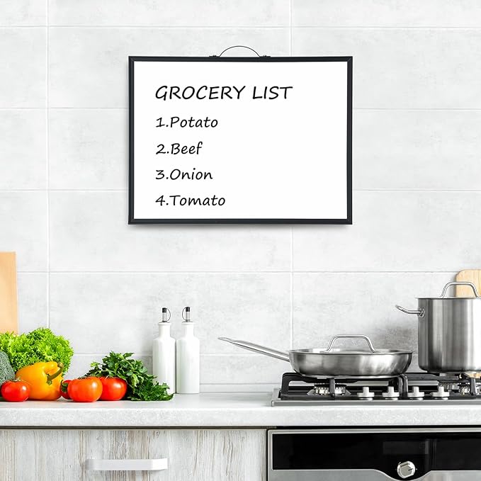 TSJ OFFICE White Board Calendar - 12 X 16 Inches Magnetic Dry Erase Board Monthly Calendar, Double Sided Whiteboard with a Handle, to Do List Notepad for Office, Home, School, Black Aluminum Frame