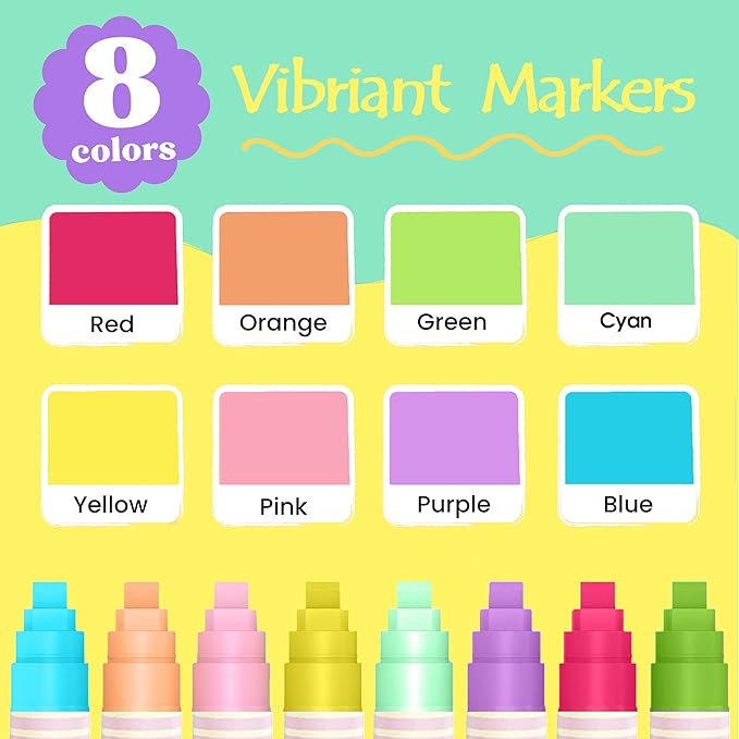 Window Chalk Markers for Cars Glass Washable, 8 Colors Macaron Jumbo Liquid Chalk Marker Pens with 10mm 3 in 1 Nib Wide Tip, Chalkboard Markers Car Window Paint Pen for Auto, Mirror, Poster