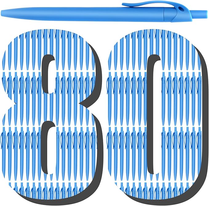 Aozora Blue Click Pens, 80 Pack, Retractable Ballpoint Pens, Medium Point, Smooth Ink, Perfect for Office and Writing