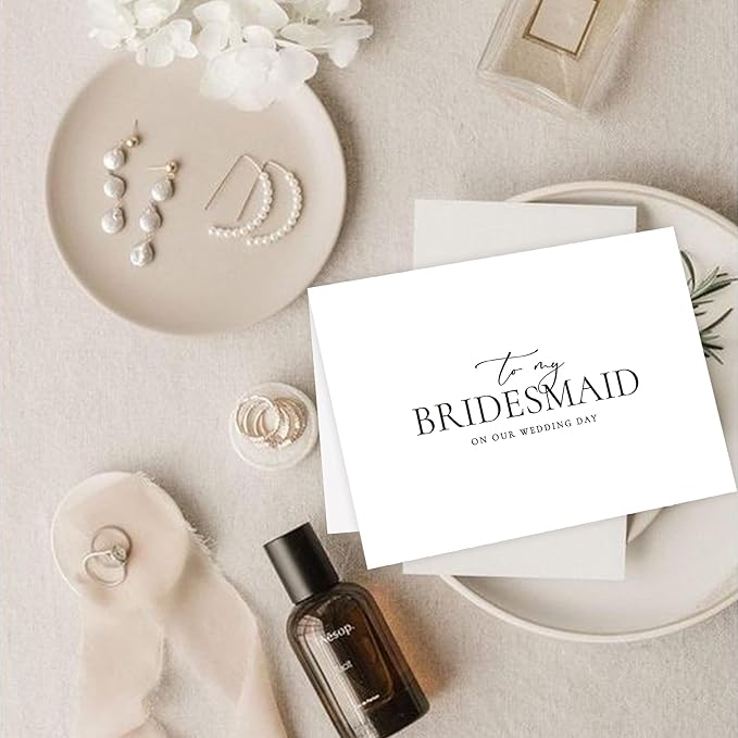 LADY&HOME To My Bridesmaid On My Wedding Day Card,Bridesmaid Thank You Card Wedding Day Bridesmaid Proposal (Black Foil,Bridesmaid)