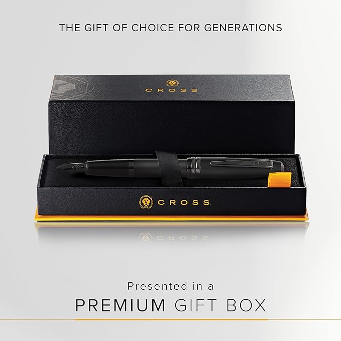 Cross Bailey Refillable Fountain Presented in a Premium Gift Box - Medium Point, Black Ink, Matte Black