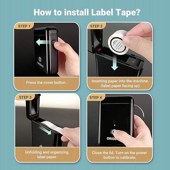 ORGBRO X1 Label Maker Tape, Genuine Thermal Label Print Paper 0.47"×1.57"(12×40mm), Standard Laminated Office Labeling Tape Replacement, 160 Tapes/Roll, 3-Roll, Green/Purple/Blue