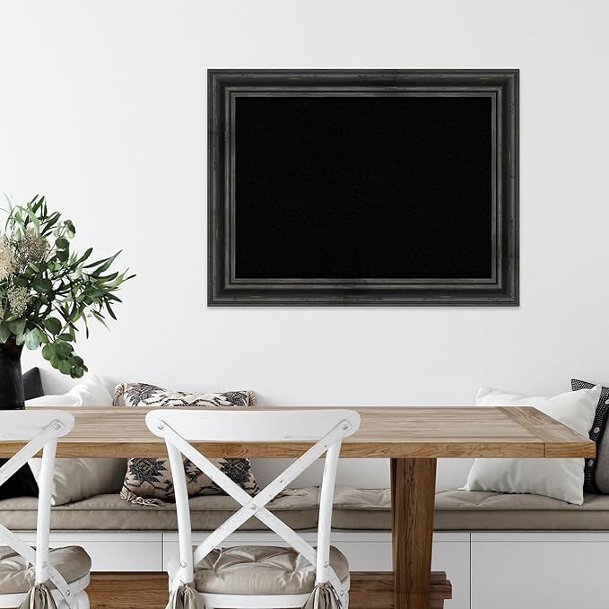 Amanti Art Black Cork Board for Wall, 25x33 Vision Board with Black Wood Frame, Medium Corkboard Office Decor for Home Organization, Country Rustic Corkboard Pinboard to Display Items for Home