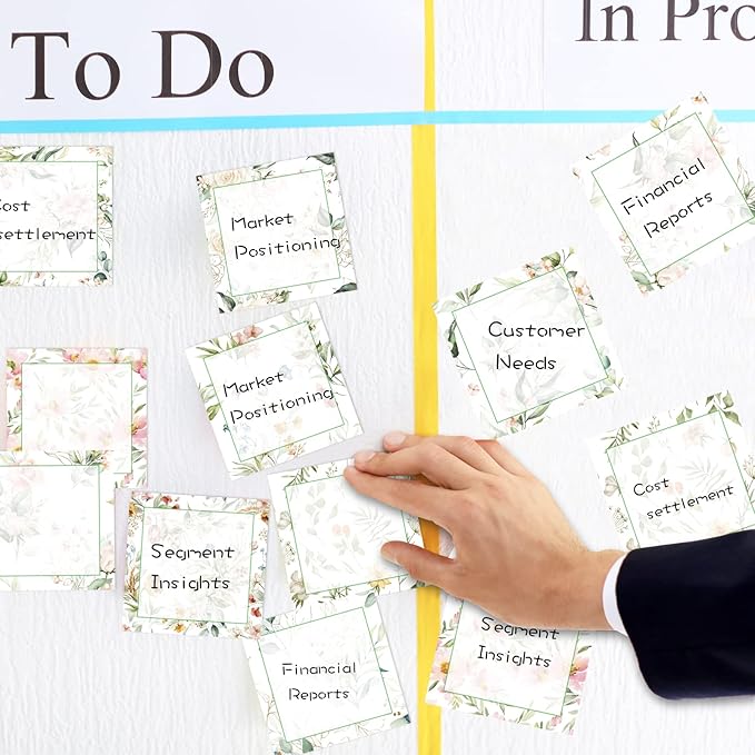 9 Pieces Boho Leaves Sticky Note Pads Adhesive Memo Notes Self-Stick Note Pads for Reminders, Study, Work, Office, School and Home, 9 Styles