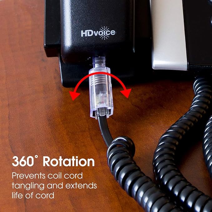 Power Gear Telephone Cord Detangler, 10 Pack, Tangle-Free 360 Degree Rotation, Plug into Landline Phone Handset, for Use in Home or Office, All Brands, Black, 52230