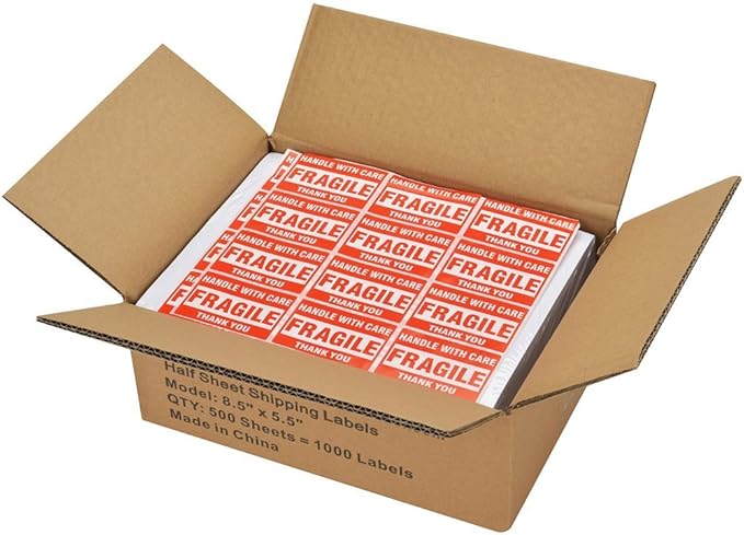 MFLABEL Half Sheet Label Laser/Ink Jet USPS UPS FedEx Shipping Label 8.5 x 11 Inches Packaging Labels, Address Labels for Laser & Inkjet Printers, 30000 Count(15000 Sheets)