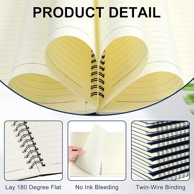 Yahenda 18 Pcs Spiral Notebook Bulk A5 Journal Lined 8.3'' x 5.5'' Writing Composition Paper Small Notepad Subject Notebook for Students Office Business Back to School Supplies (Deep Blue)