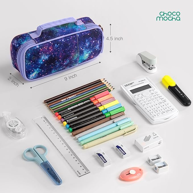 Choco Mocha Tie Dye Pencil Case for Girls, Soft Pencil Case Kids Pencils Pouch for Kindergarten Girls, Purple