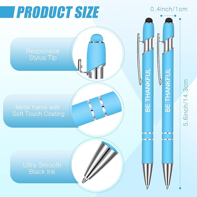 Zonon 12 Pieces Inspirational Pens Bulk Easter Basket Stuffers Motivational Quotes Ballpoint Pens with Stylus Tip Inspirational Gifts for School Office Teachers(Fresh Color,Bible Style)