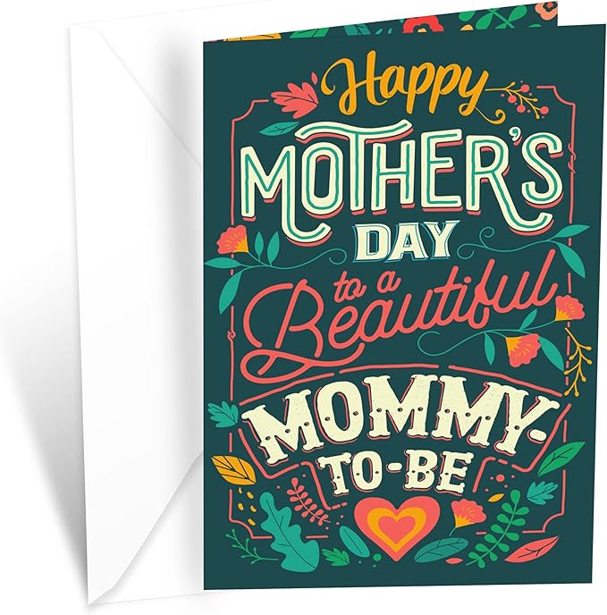 Prime Greetings Mom To Be Mother's Day Card, Made in America, Eco-Friendly, Thick Card Stock with Premium Envelope 5in x 7.75in, Packaged in Protective Mailer