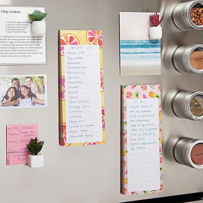 Juvale 6-Pack Magnetic Grocery List Pad for Fridge- Cute Shopping List Paper Note Pads for Refrigerator, To-Do Memos (6 Fruit Designs, 60 Sheets Each)