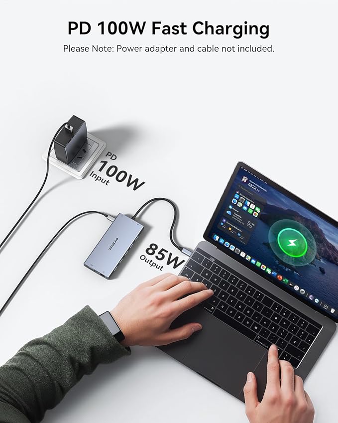 USB C Docking Station Dual Monitor 15 in 1 Laptop Docking Station Triple Display for Dell HP Lenovo Thinkpad Surface, USB C Hub Multiple Adapter Dongle with 4K HDMI+VGA+USB Port+Button+PD+Ethernet