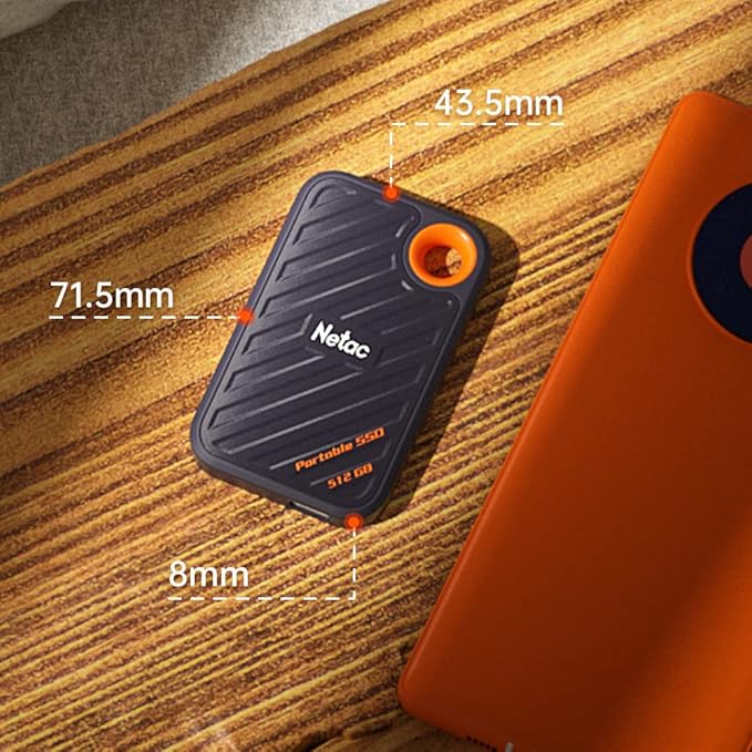Netac 512GB Extreme Portable SSD External Solid State Drives Up to 2000MB/s Read 1700MB/s Write Speed, USB 3.2 Gen.2 Business Travel Essential Supports Win to Go Dust-Resistant