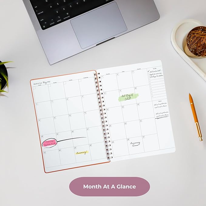 | Ultimate Yearly, Daily, Weekly, Monthly Planner | 8.25" x 11.75" | To Do List Notebook for Work | Simple Design | Multiple Layouts | Academic Planner and Organizer Notebook (Black, Yearly Planner - Portrait)