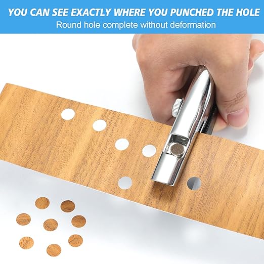Heavy Duty Single Hole Punch - Portable Hand Held Paper Punch for Tags, Cards, Plastic & Cardboard (8MM Blue)