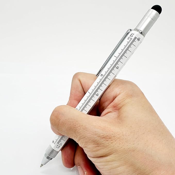 HeTaoCat Gifts Multi Tech Tool Pen 6 in 1 Stylus Pen - Screwdriver Pen with Ruler, Levelgauge, Ballpoint Pen Black ink (Black)