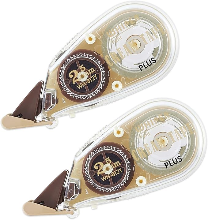 PLUS WH-812Y 51-641 Correction Tape, Whitepatch Cream Tape, 0.1 inch (2.5 mm), 2 x 1.2 inches (2.5 mm)