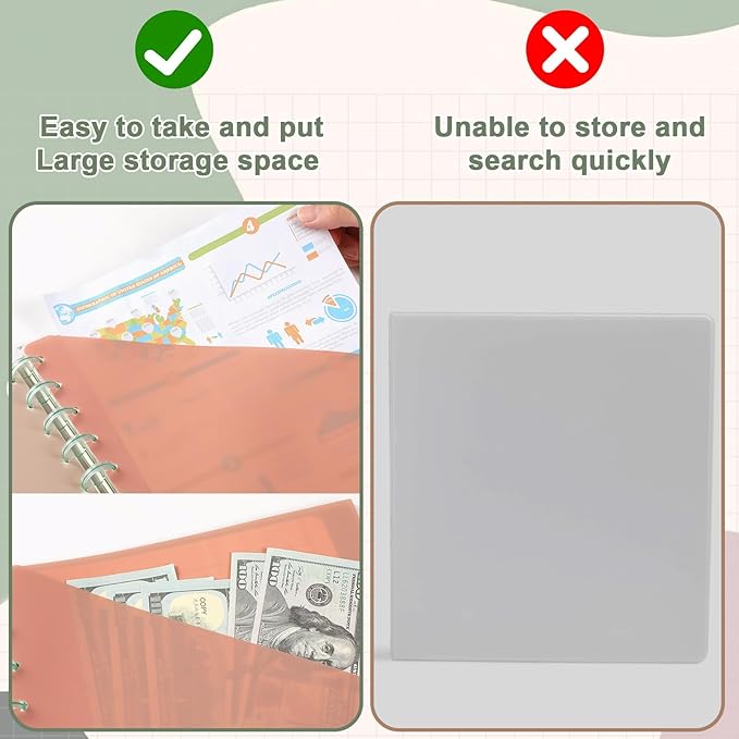 2Set 8 Tab Discbound Notebook Dividers with Pockets Letter Size Disc Planner Pocket 8.5 x 11 Plastic Binder Disc Bound Notebook Divider for School Office Subject Document Discbound System