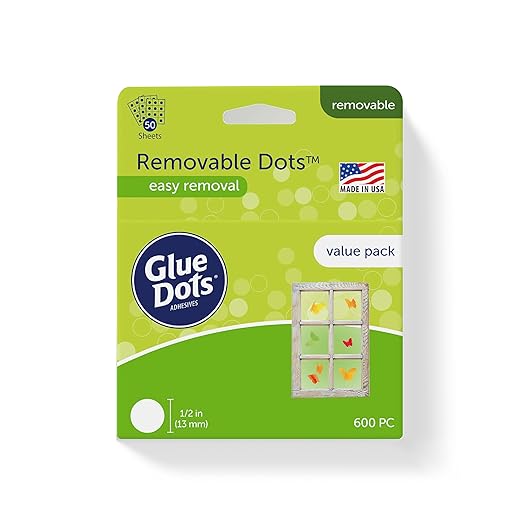 Glue Dots, Removable Dots Value Pack, Double-Sided, 1/2", .5 Inch, 600 Dots, DIY Craft Glue Tape, Sticky Adhesive Glue Points, Liquid Hot Glue Alternative, Clear