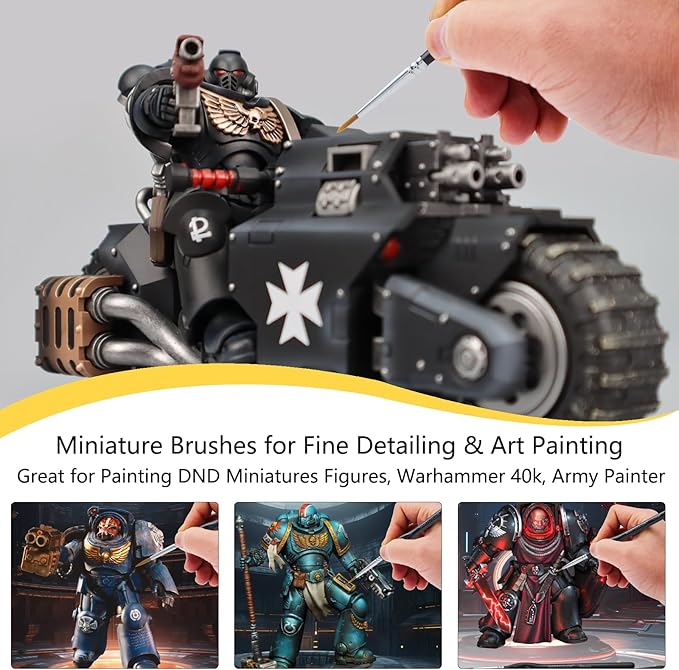 Detail Paint Brush Set,11pcs Miniature Paint Brushes for Fine Detailing, Art Painting, Micro Paint Brush Set for Acrylic, Watercolor, Oil, Paint by Number, Citadel, Figurine, Models, 40k