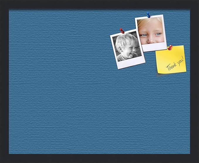 PinPix 20x16 Inch Cork Bulletin Board. This Decorative Framed Pin Board Comes with Navy Pastel Design and a Satin Black Frame. Ideal for Home Office Decor or Message Board (PinPix-1811)