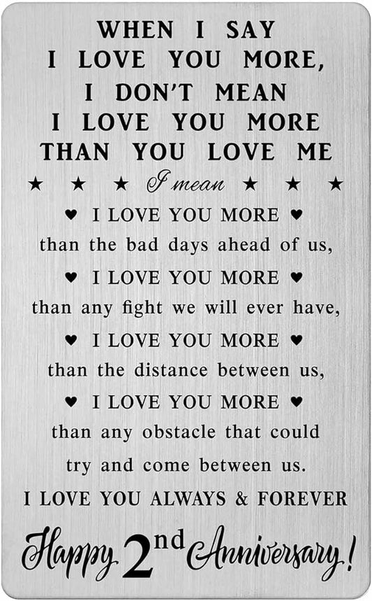 CPLJW 2 Year Anniversary Card Gifts for Him Husband - 2nd Anniversary Romantic Gifts - Second Wedding Anniversary Wallet Card Gifts