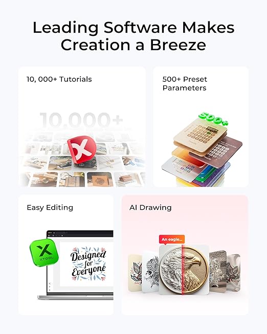 xTool M1 Ultra Laser Cutter and Engraver Machine, 4-in-1 Craft Machine with 10W Laser Engraver, Inkjet Printing, Blade Cutting, Pen Drawing, Easy to Use on 1000+ Materials - Basic Bundle
