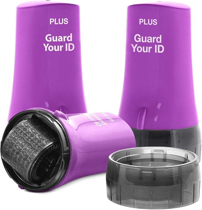 Identity Theft Protection Roller 3-Pack Advanced 2.0 Security Stamp by Guard Your ID (Regular 3-Piece, Purple)