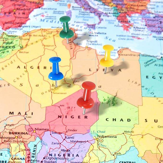 60Pcs Push Pins for Bulletin Board, Thumb Tacks for Cork Board, Colorful Plastic Head, Steel Tip, Thumbtacks for Wall Poster Photo Maps Pictures Office Home Decor