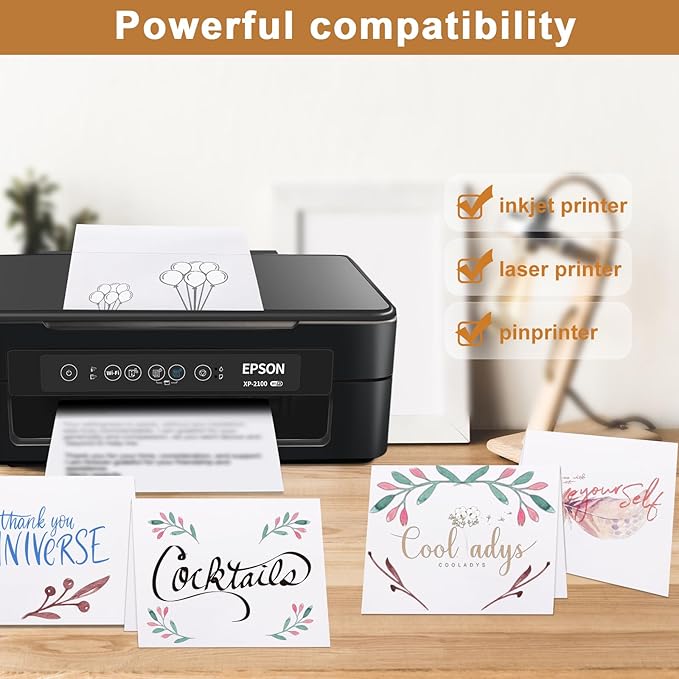 White Blank Greeting Cards and Envelopes 4 x 6 Heavyweight Folded Cardstock and A4 Envelopes Printable Self Seal 20 Packs for DIY Wedding Invitations, Party, Thank You Cards, Baby Showers