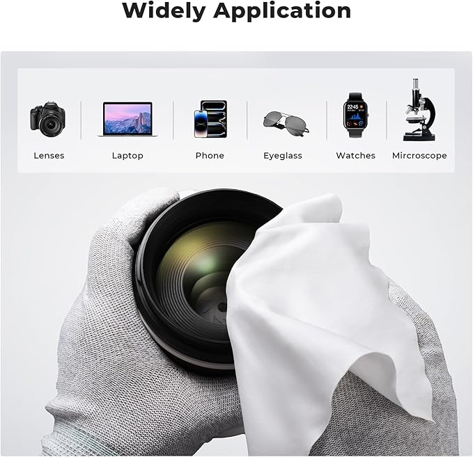 K&F Concept 80 Pack Microfiber Cleaning Cloths for Glasses, 6''x6'' Individually Wrapped Lens Cleaning Cloths for Cameras, LCD Screens, iPad, Tablets, Laptops, Telescope