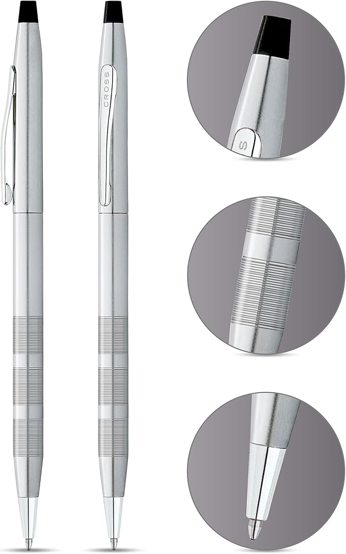 Cross Classic Century Refillable Ballpoint Pen Presented in a Luxury Gift Box - Medium Point, Black Ink, Brushed Chrome