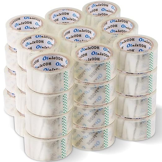 24 Rolls Clear Packaging Tape Bulk, 3" X 55 yd Shipping Tape Bulk, Total 1320 Yards, 2.7 mil, 3" Core, Heavy Duty Packing Tape Refills for Moving Boxes, Package, Mailing