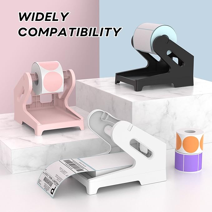 Label Holder, Thermal Shipping Label Holder for Rolls and Fan-Fold Labels, Desktop Label Printer Accessory for Office, Home