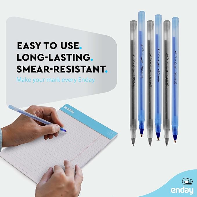 Enday Ballpoint Pens Bulk Blue and Black Pens (240 Pack) 120 Black & 120 Blue - Medium Point (1.0mm) Flexible Round Barrel For Writing Comfort, Pens Bulk for School, Home and Office.