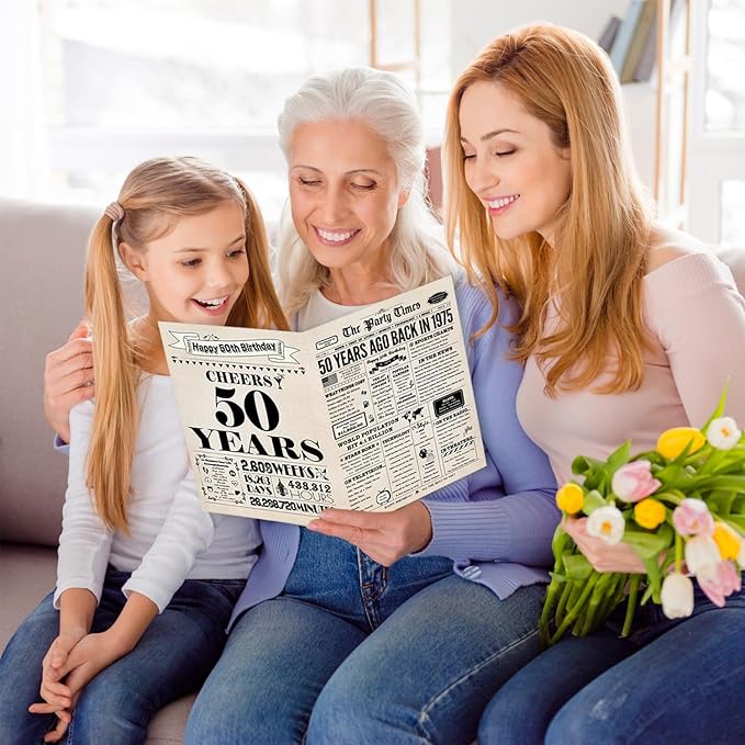 50th Birthday Card, 50th Birthday Gifts for Women Men, 50th Birthday Decorations for Him Her, Back in 1975 Birthday Card