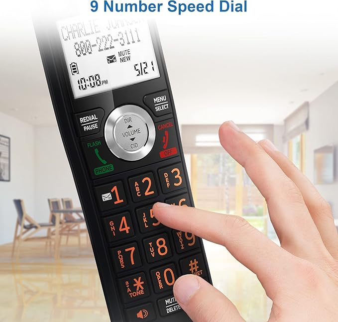 AT&T CL80067 Accessory Handset for CL82x07, CL82x57, CL82x67, CL83x07, CL84x07 Series Cordless Phone for Home with Call Blocking, Caller ID Announcer, Intercom, and Long Range, Black/Wood Grain Finish