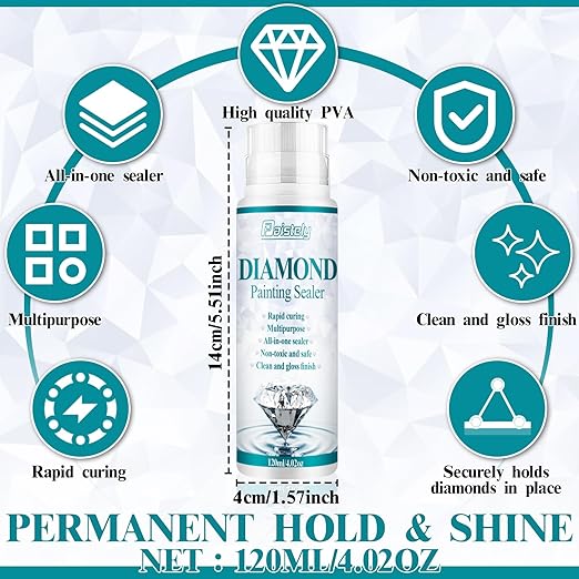 Diamond Painting Sealer, Puzzle Glue Clear, Diamond Painting Accessories with Permanent Fixation and Shining Effect, Diamond Painting Art Glue for 5D Diamond Painting, Puzzle and DIY Crafts (120ml*1)
