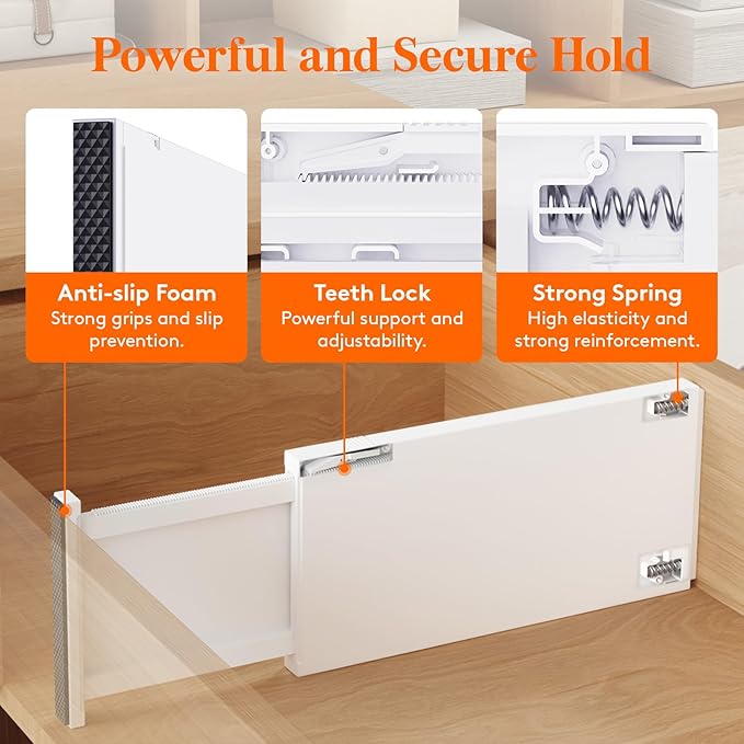 Lifewit 4 Pack Drawer Dividers Plastic 6" High, 13.5-22" Adjustable Drawer Organizers for Clothes, Expandable Dresser Separators in Bedroom/Bathroom/Kitchen/Fridge/Office Organization and Storage