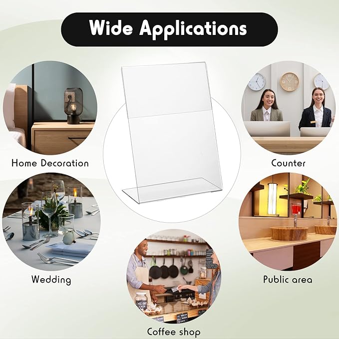 Vicenpal 5 x 7 Inch Acrylic Sign Holder Acrylic Picture Frames Plastic Picture Flyer Holder l Shaped Photo Frames Self Standing Desktop Table Signs for Office, Store, Restaurant, Horizontal(40 Pcs)