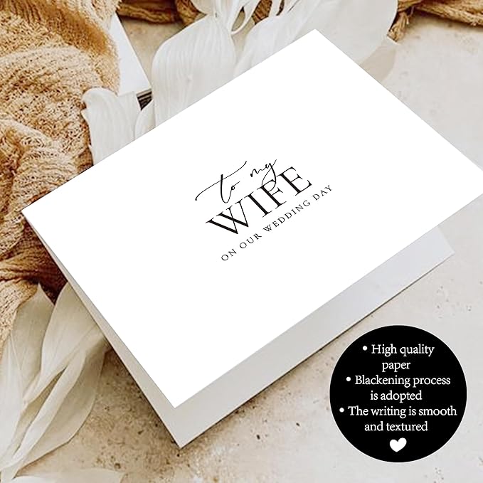 Set of 2 Wedding Cards for Husband and Wife with Matching Envelopes, To My Husband on our Wedding Day Card, To My Wife on our Wedding Day Card. （Husband/Wife A）