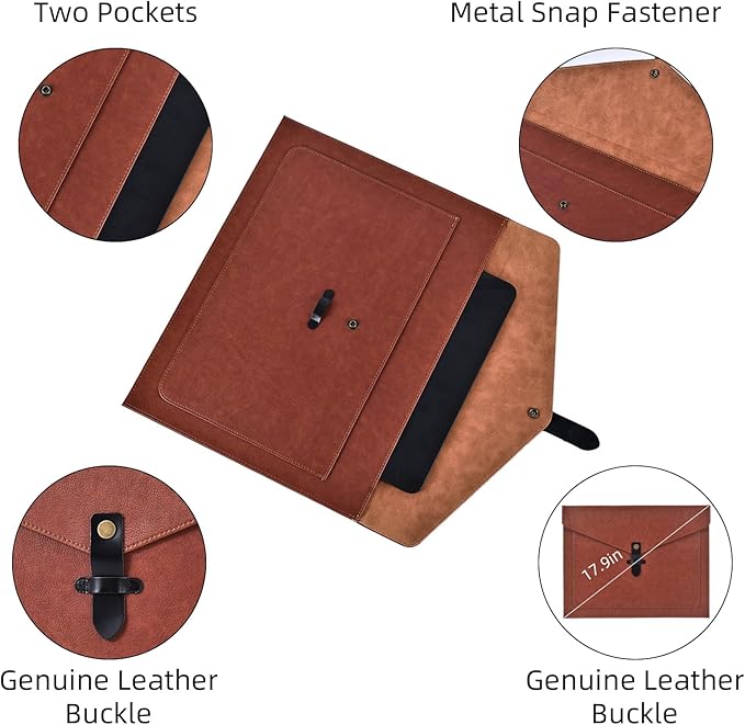 Green Leather File Folder Letter Size, File Organizer, Important Document Folders with Pockets, Document Organizer, Laptop Sleeve Notebook Case, Paper Storage, A4 Envelopes Filing Folder