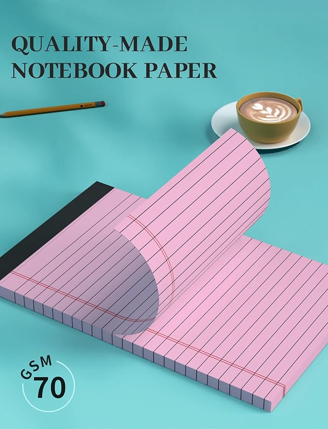 Colored Note Pads 5x8, 48 Pack Pink Small Legal Pads 5x8, College Ruled Small legal Notepads Easy Tear-off, Perforated Lined Writing Pads 5x8, 30 Sheets Colored Mini Legal Pads for Office, School