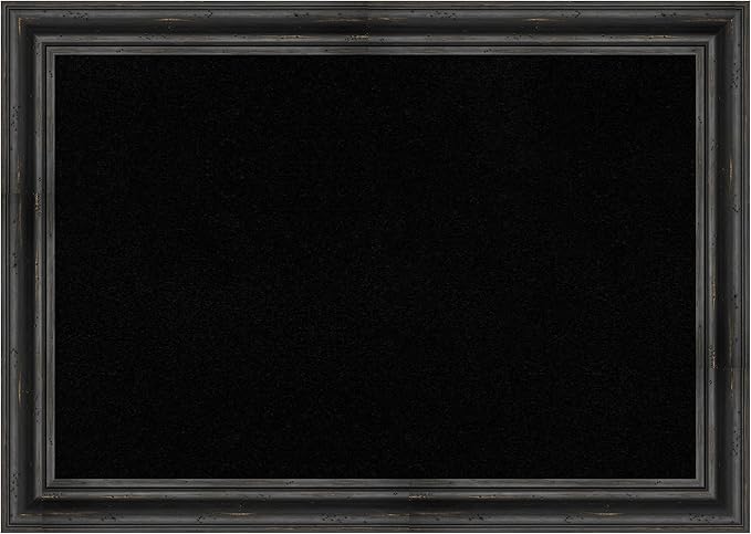 Amanti Art Black Cork Board (41 x 29 in.), Rustic Pine Black Wood Frame - Bulletin Board, Organization Board, Pin Board - Large