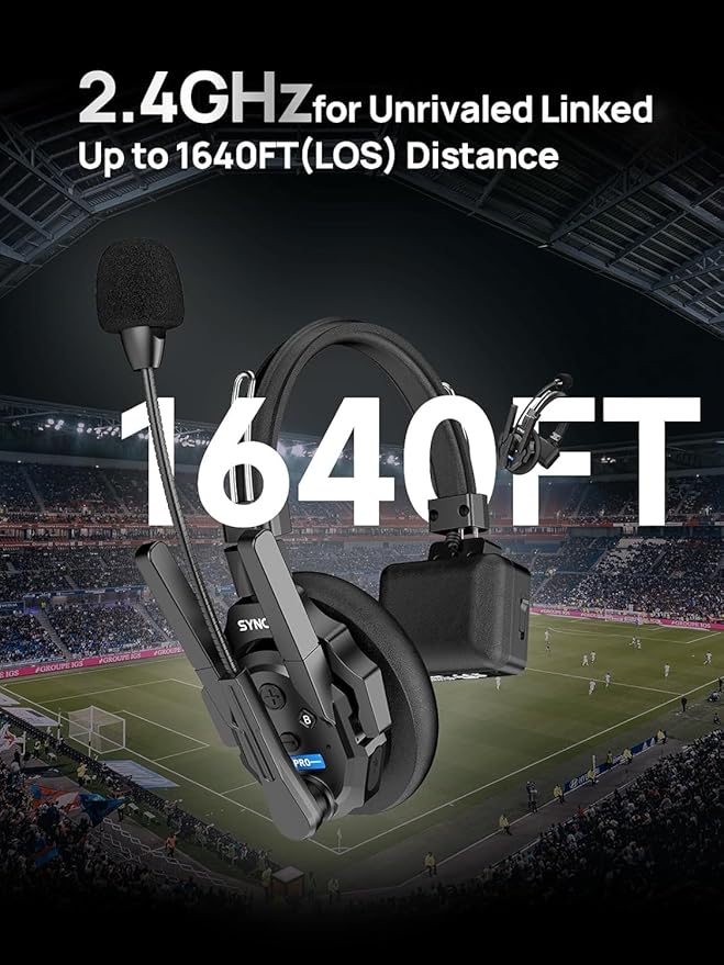 SYNCO XTALK XPro5 X5 Wireless Intercom Headset System 2.4 GHz Full Duplex 1640feet/500 Meter Communication System for Live Show Stage Performance Movie Shoot (XPro5/5 Persons)